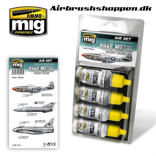 A.MIG 7216 BARE METAL AIRCRAFT COLORS set 4x17 ml